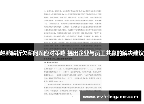 赵鹏解析欠薪问题应对策略 提出企业与员工共赢的解决建议